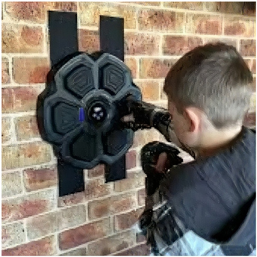 The BeatBoxer wall trainer with its light-up targets, large size with gloves