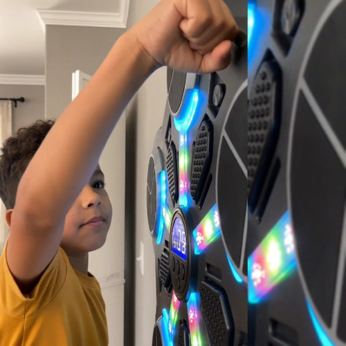 The BeatBoxer wall trainer with its light-up targets, large size with gloves