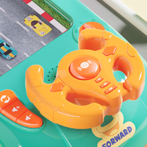 TurboRace Interactive Game Set racing console with steering wheel and gear shift on a table
