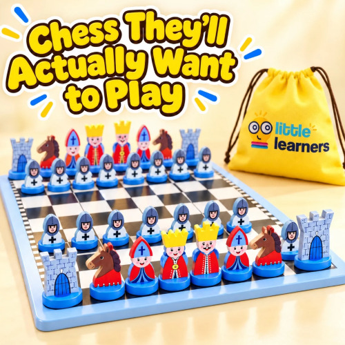 Educational Wooden Cartoon Chess Set