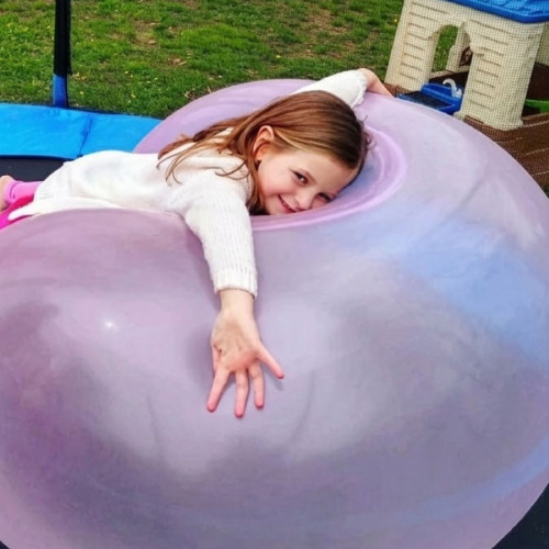 A clear inflated Giant Jelly Balloon Ball