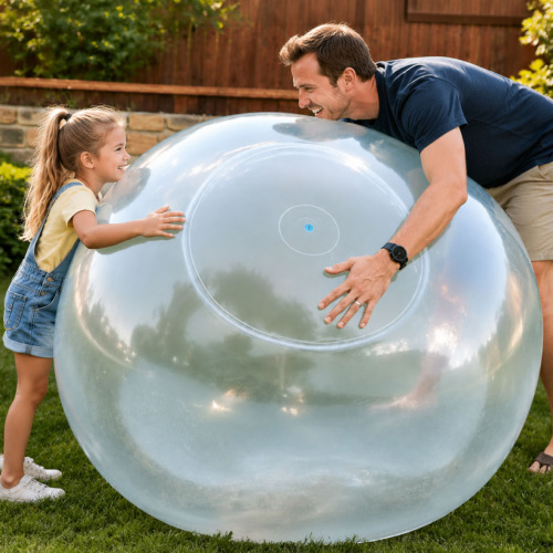 A clear inflated Giant Jelly Balloon Ball