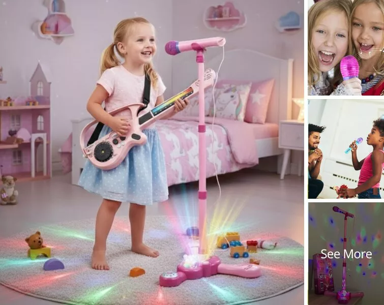 Complete Karaoke Microphone Set with LED Stand