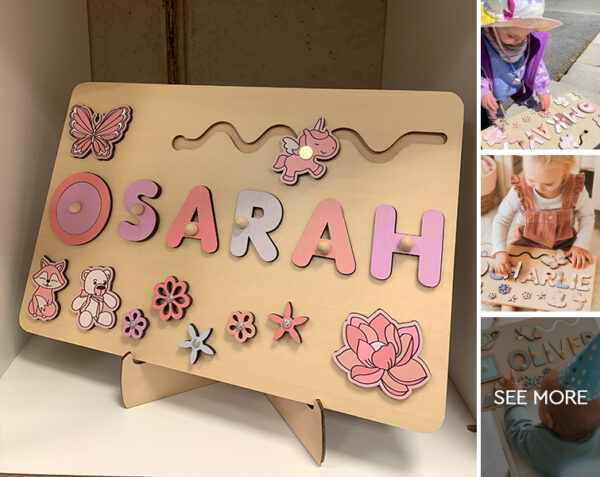 custom name montessori wooden board for kids