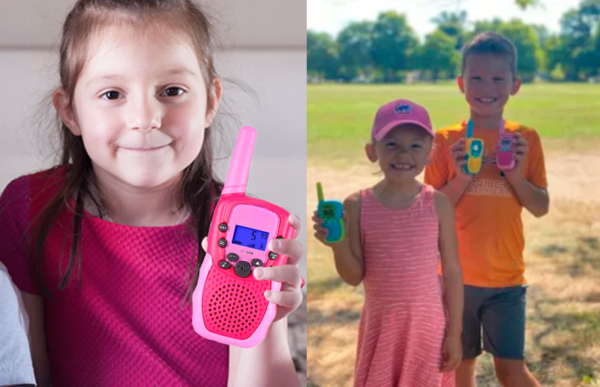 grandchildren using the walkie talkie set